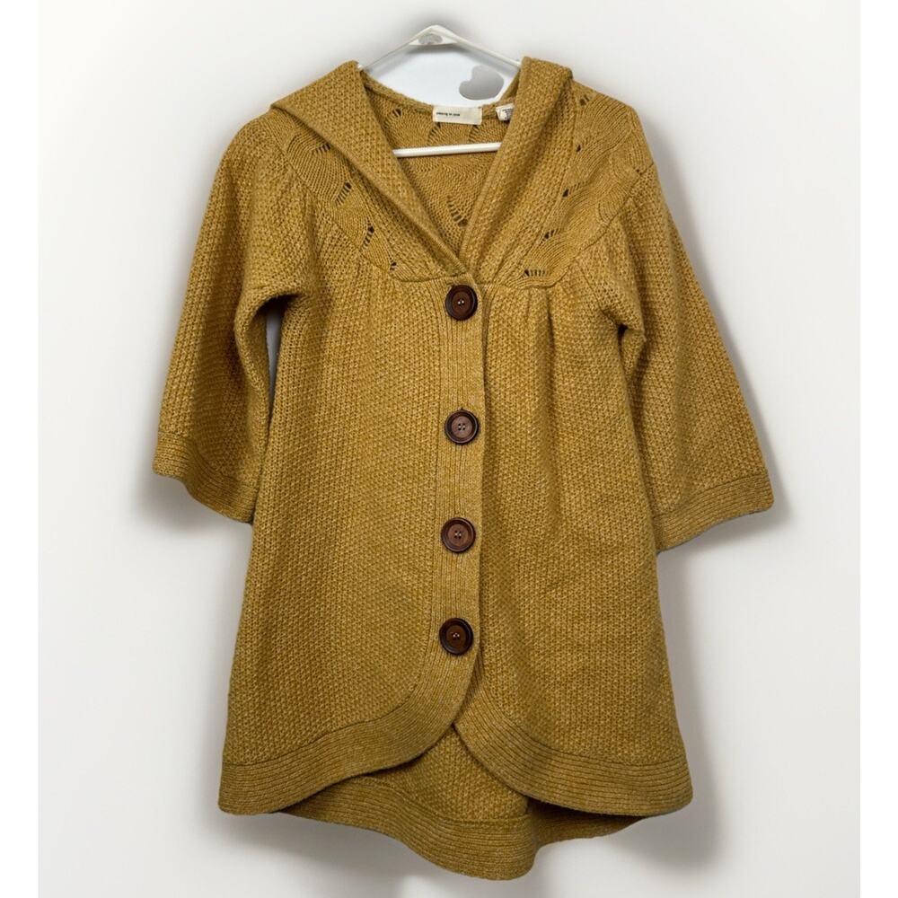 Sleeping on Snow Cardigan With Hood Button-Up Wool Blend Size S Mustard Yellow